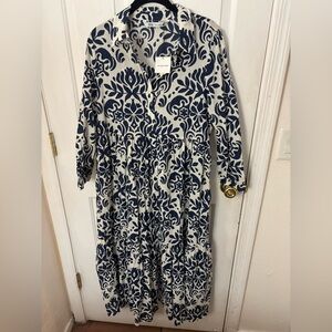 Zara Navy and White Maxi Dress